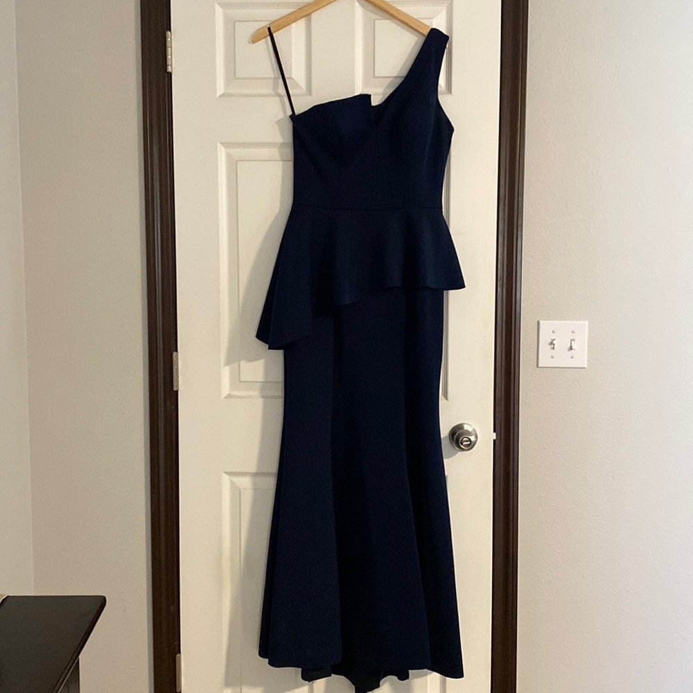Betsy & Adam One Shoulder Formal Dress